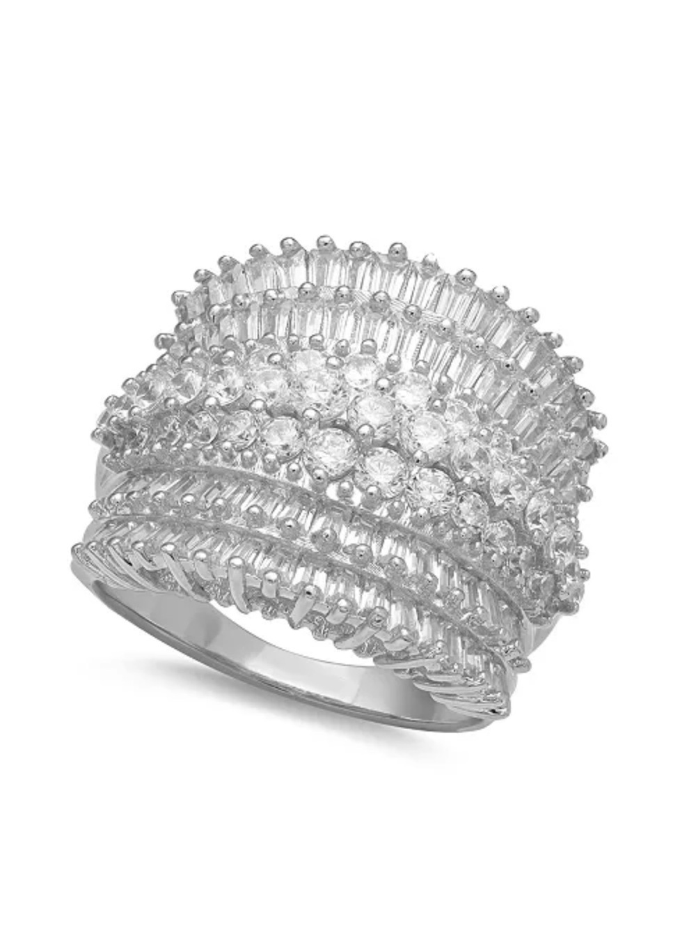 Giani Bernini Silver Multi-Row CZ Statement Ring 6
Cubic Zirconia